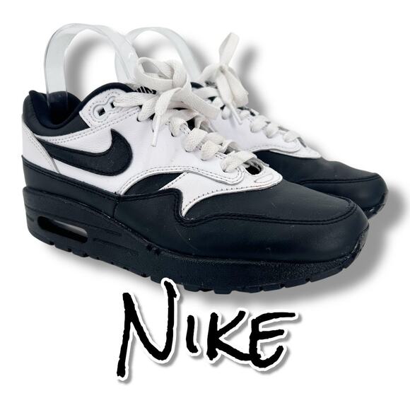 Nike Shoes - NIKE By You Air Max 1 Premium Sail Dark Obsidian White Black Sneakers Womens 6.5